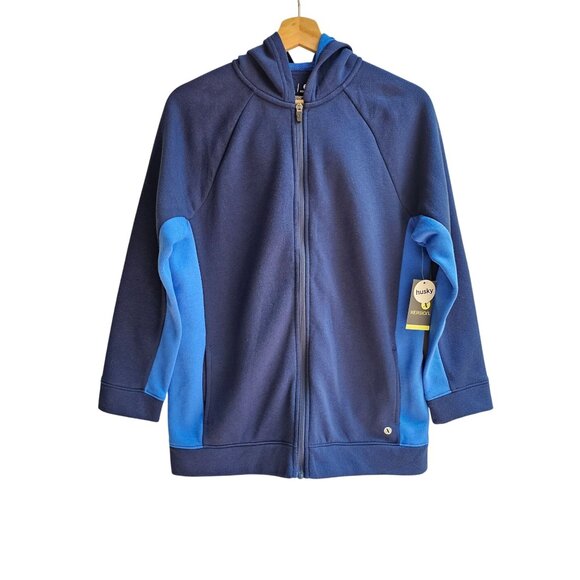 NWT Xersion Boys Large Husky Size 14/16 Zip-Up Hoodie American Navy Blue - Picture 1 of 9